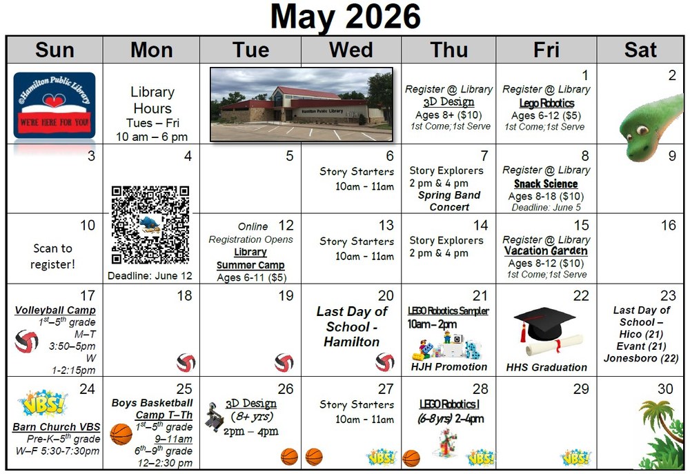 May 2026 Children's Activities Calendar