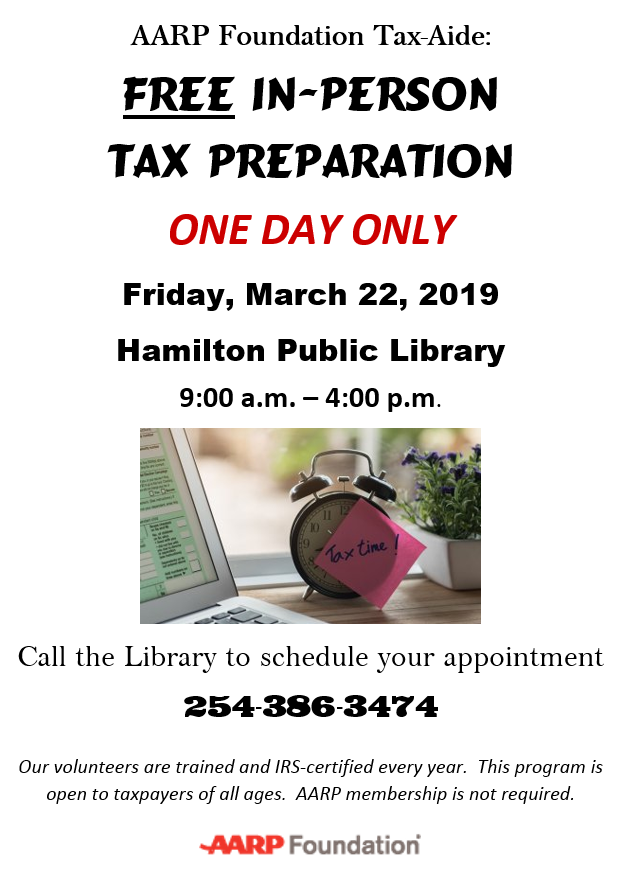 Free Tax Preparation - One Day Only!