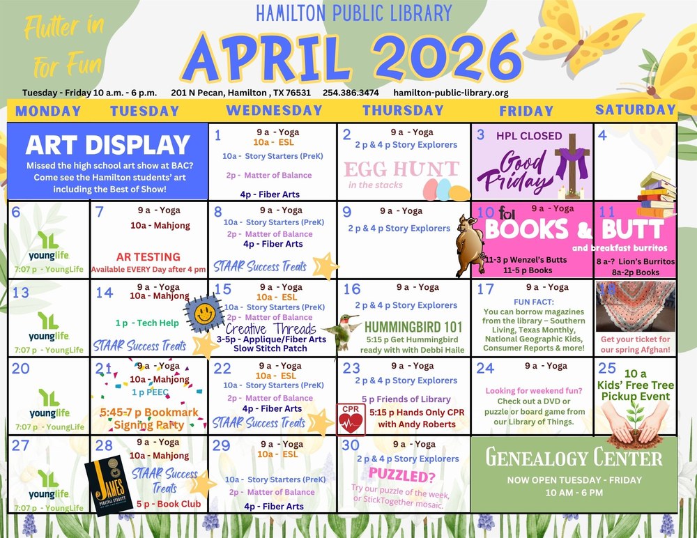 April 2026 Calendar of Events