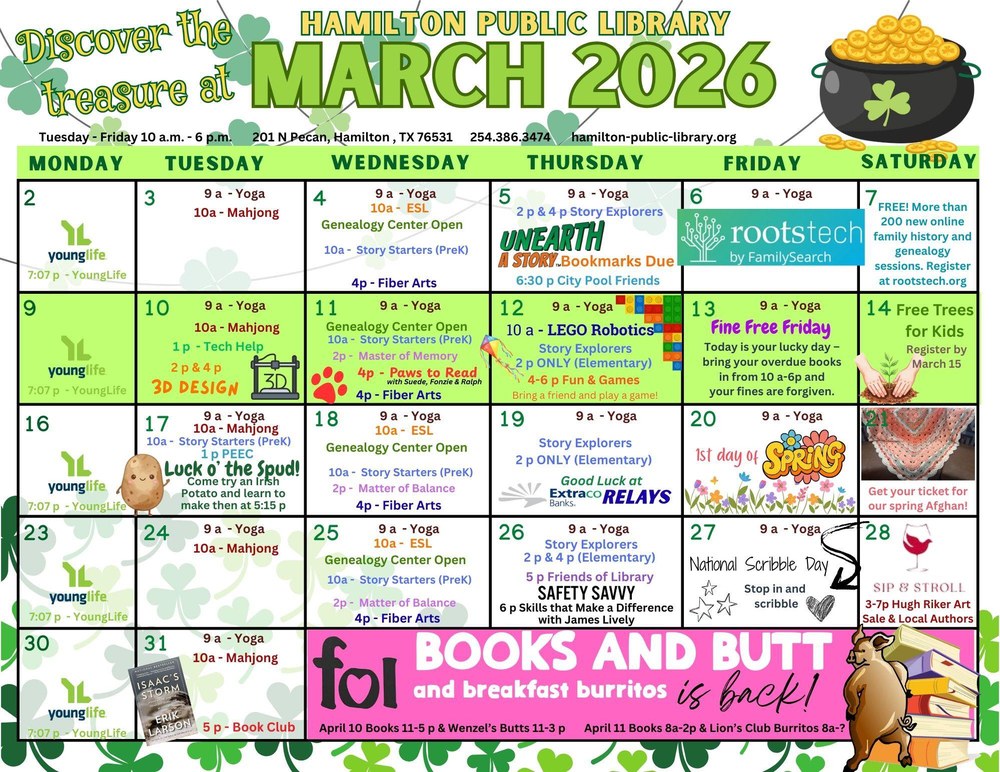 March 2026 Calendar of Events